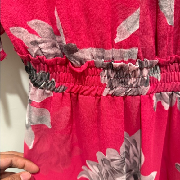 MISA Los Angeles Dariya Pink Floral Sheer Midi Dress NWT Tie Neck Boho Small - Picture 10 of 13
